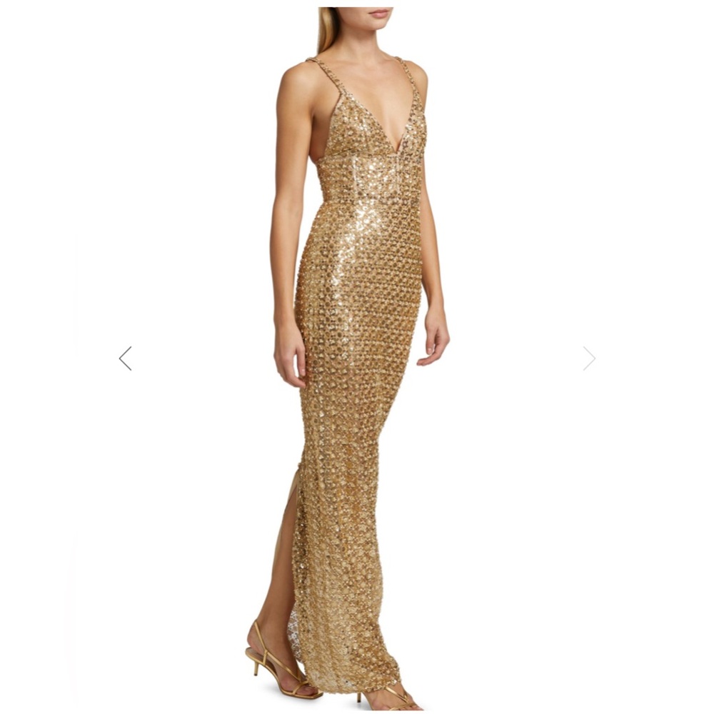 NWOT BRONX AND BANCO Allegra Gold Sequin Maxi Dress - Picture 7 of 16